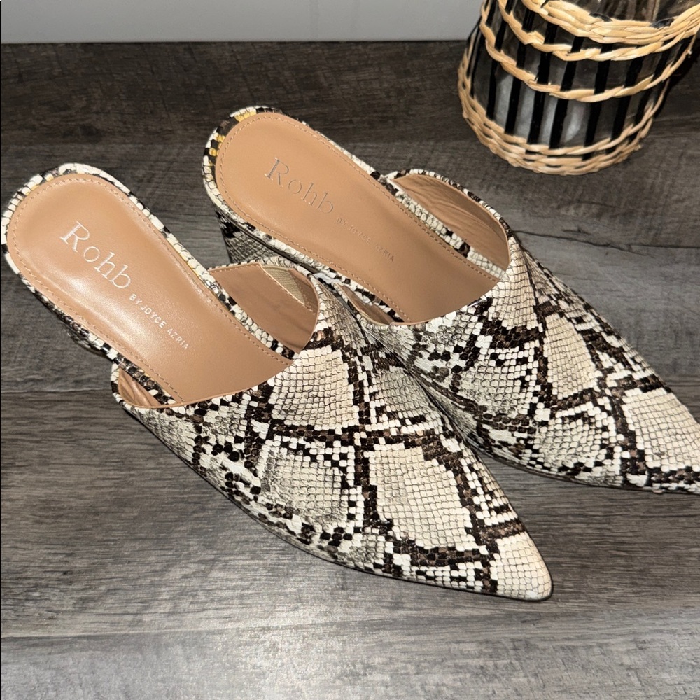 Wild Pair Snakeskin Patterned Mules - image 2